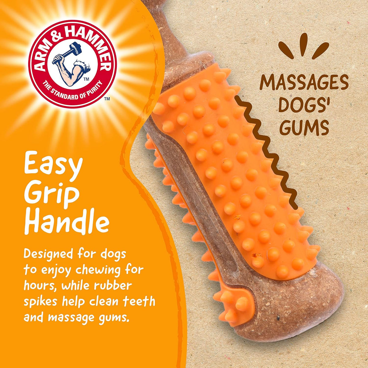 Arm & Hammer Chew Tools Compressed Wood Hammer Dog Chew Toy, 7 In