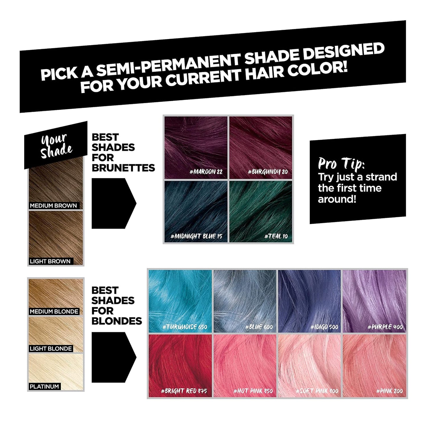 L’Oréal Paris Colorista Semi-Permanent Hair Color for Brunette Hair, Midnight blue