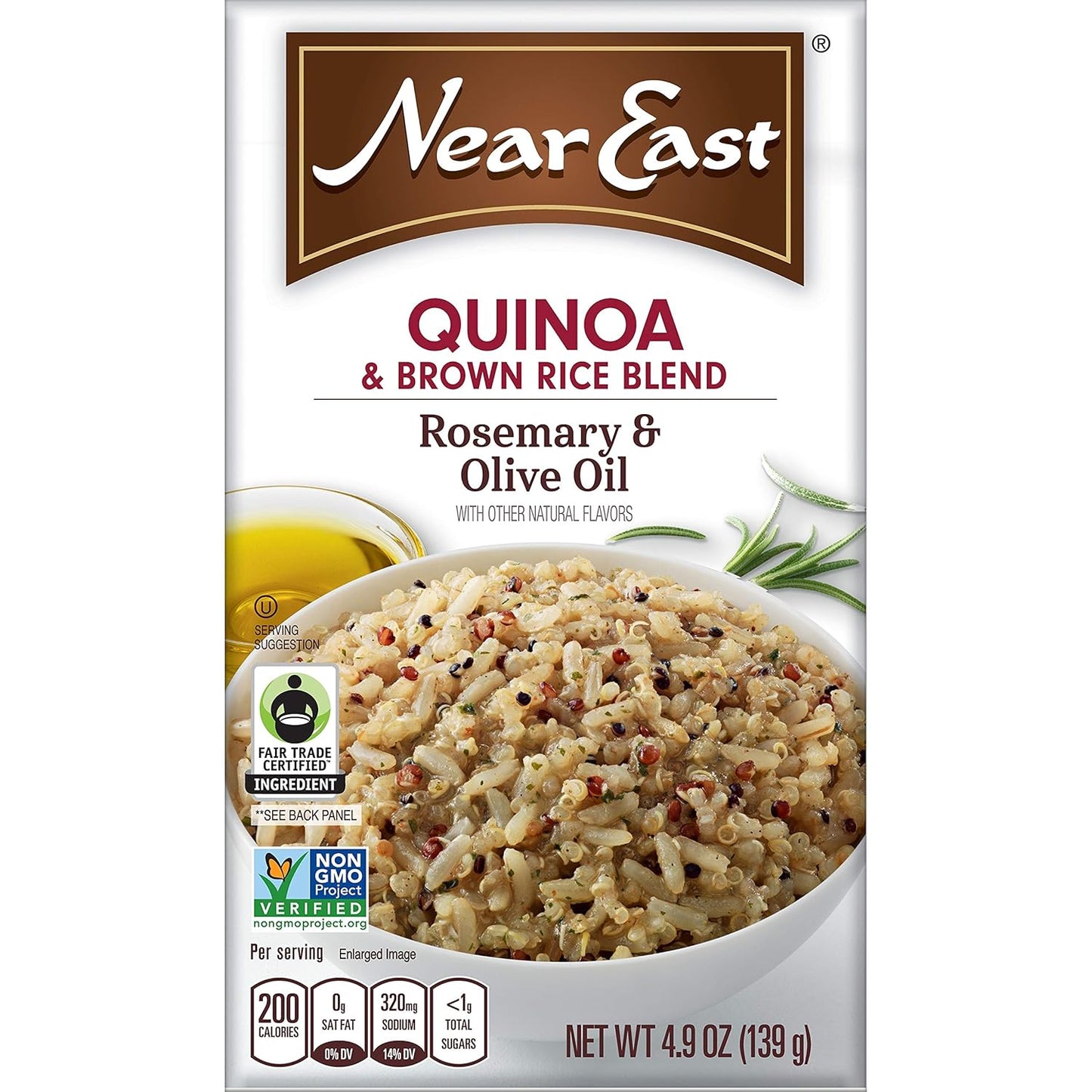 Quaker Near East Quinoa and Brown Rice Blend, Rosemary and Olive Oil 4.9 Ounce (Pack of 6 Boxes)