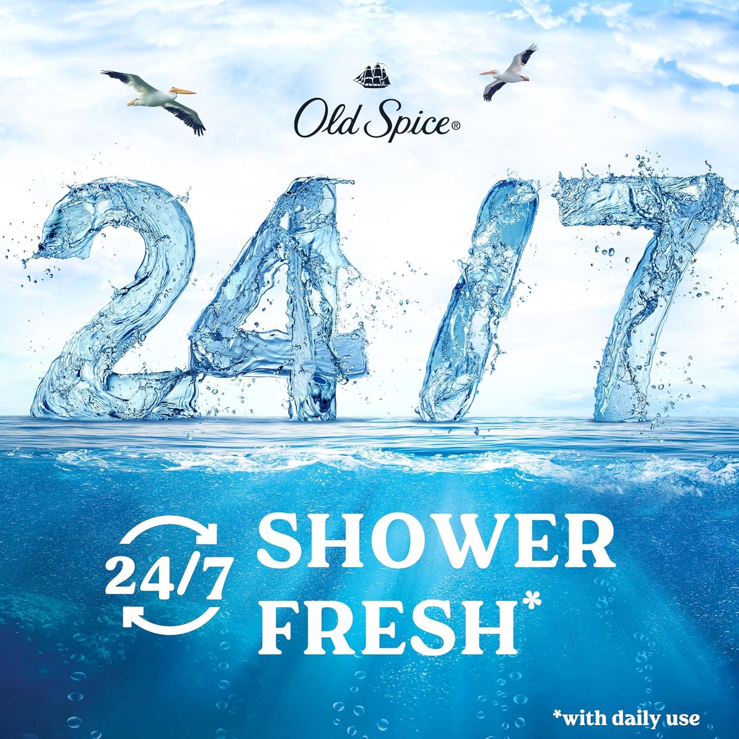 Old Spice Cleansing Body Wash for Men, 24/7 Shower Fresh with Lasting Scent, Exfoliate & Cleanse, Gentle on Skin, Vitamin B3, Deep Sea with Ocean Waves + Kelp Scent, 30 oz (Pack of 4)