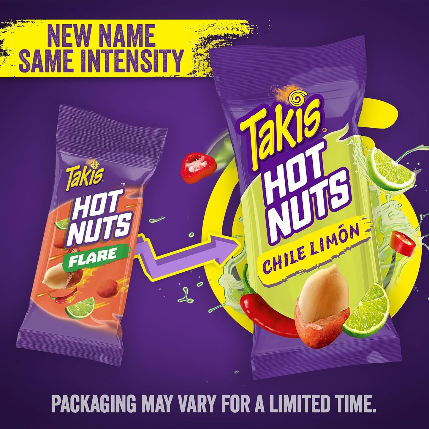 Takis Flare Hot Nuts 12 pc / 3.2 oz Snack Size Box, Chili Pepper & Lime Flavored Medium Spicy Double-Crunch Peanuts.