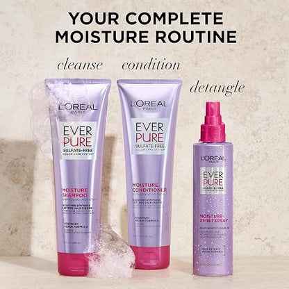 L'Oreal EverPure Moisture Shampoo, Conditioner and Leave In Spray Kit - Rosemary, Sulfate Free 6.8 fl oz