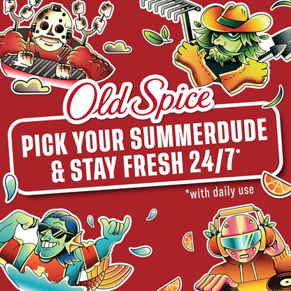 Old Spice Body Wash for Men, Summerdudes, 24/7 Shower Fresh with Daily Use, Long Lasting Scent, Cleanse & Refresh Skin, VIP Festival Experience, Broseidon with Ocean Surf Scent, 24 oz