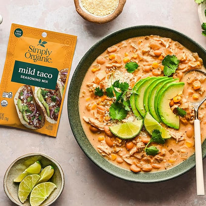 Simply Organic Mild Taco Seasoning Mix, Gluten Free, Certified Organic, Kosher, Vegetarian - Pure Flavor for Tacos, Stir-Fries, Mexican Dishes, and More | 1 Ounce (Pack of 3)