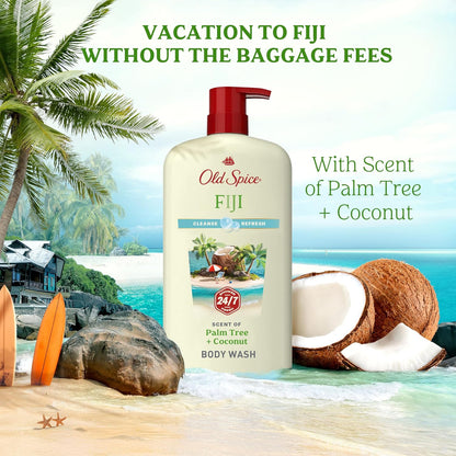 Old Spice Cleansing Body Wash for Men, 24/7 Shower Fresh with Lasting Scent, Cleanse & Refresh, Gentle on Skin, Vitamin B3, Fiji with Palm Tree + Coconut Scent, 30 oz (Pack of 4)