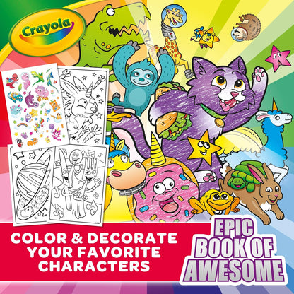 Crayola Epic Book of Awesome Coloring Book (288pgs), Animal Coloring Pages, Glitter Stickers, Travel Activity, Gift for Kids, Ages 3+