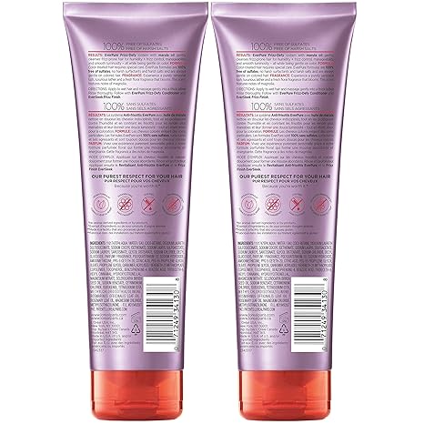 L’Oréal Paris Hair Care EverPure Sulfate Free Frizz Defy Shampoo, with Marula Oil, 2 Count (8.5 Fl; Oz each) (Packaging May Vary)