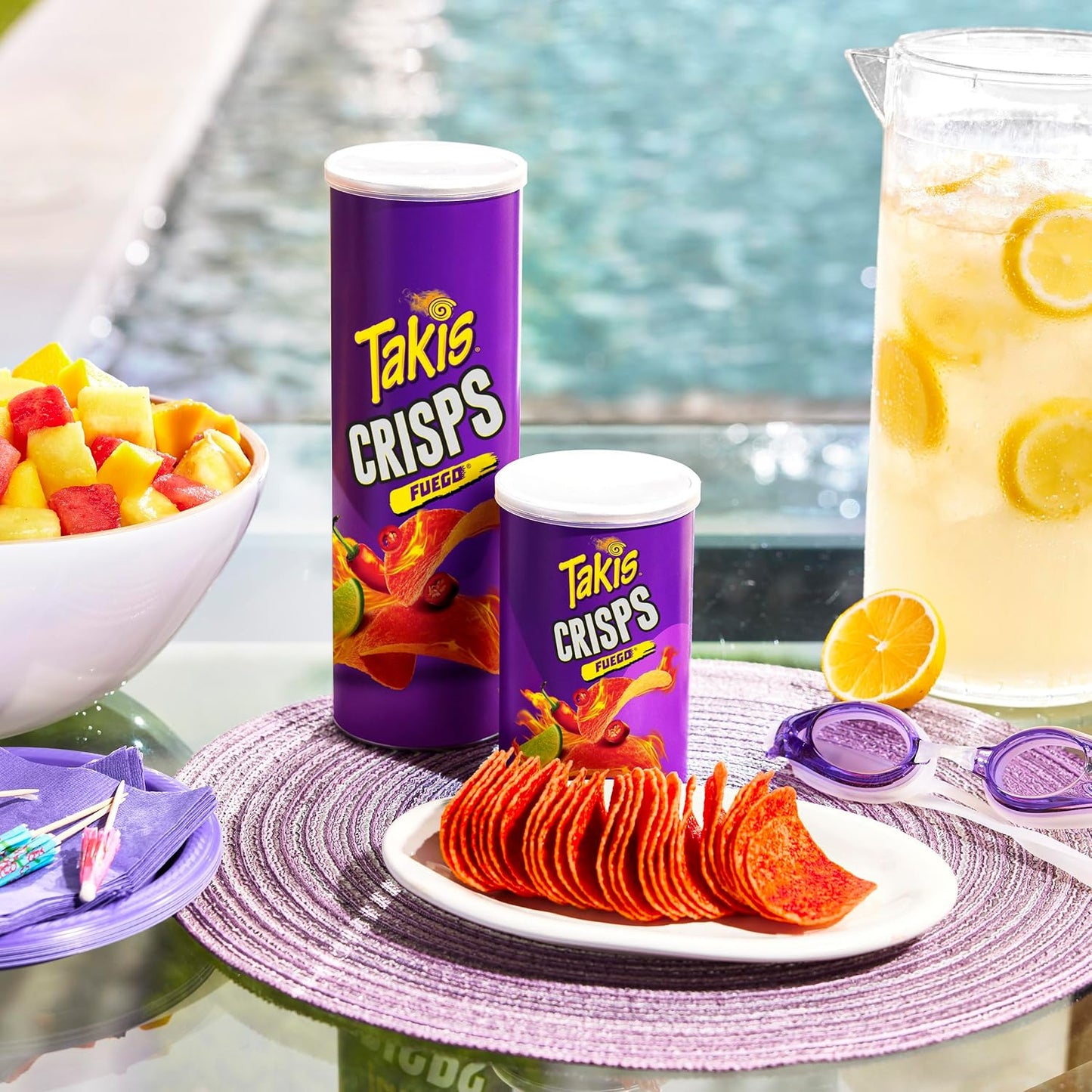 Takis Fuego Crisps - Hot Chili Pepper & Lime Flavored Extreme Spicy Potato Crisps Sharing Size Can (Pack of 3)