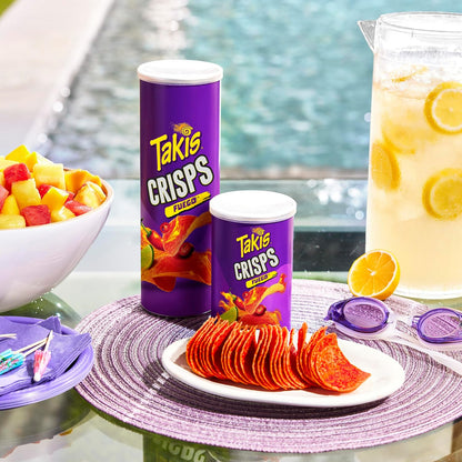 Takis Fuego Crisps - Hot Chili Pepper & Lime Flavored Extreme Spicy Potato Crisps Sharing Size Can (Pack of 3)