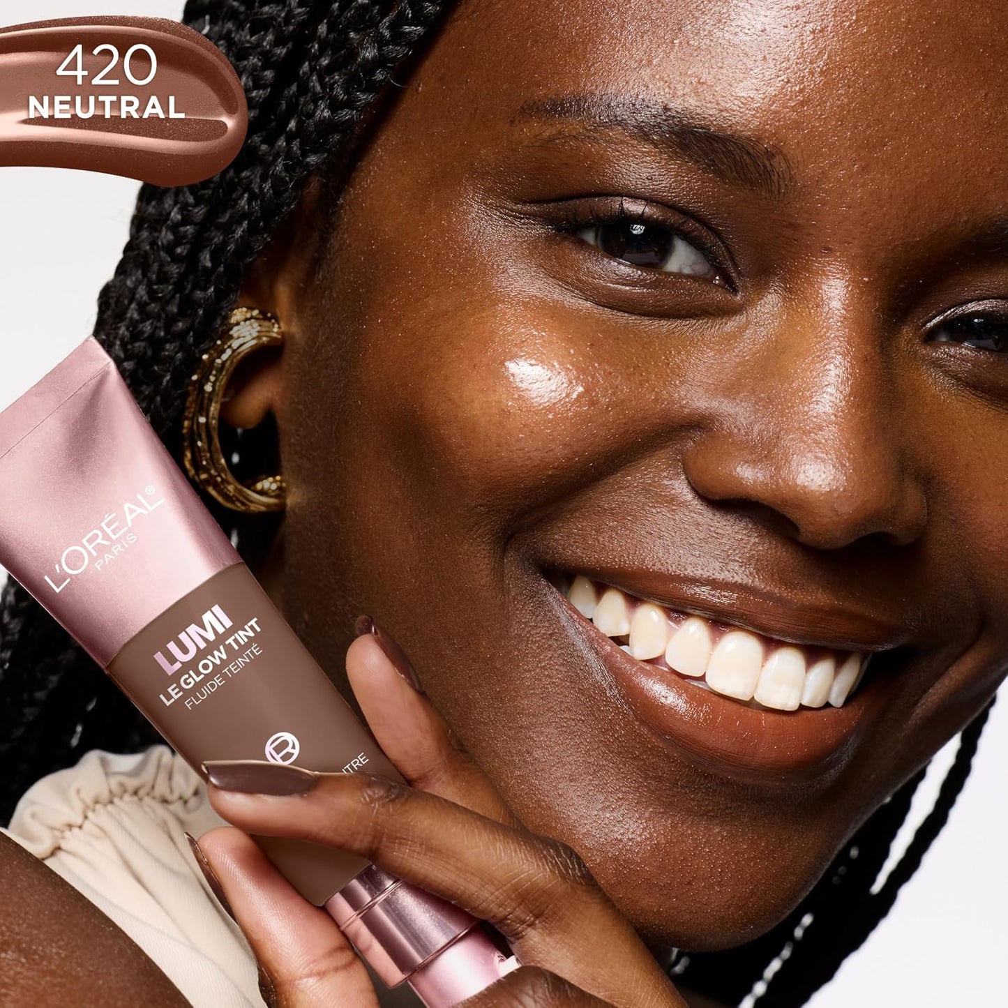 L'Oreal Paris Lumi Le Glow Skin Tint, Lightweight Water-Based Tinted Serum with Foundation-Like Coverage, Glow Illuminator, Neutral 420, 0.85 Fl Oz (Pack of 2)