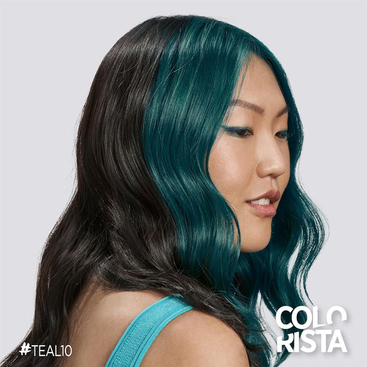 L'Oreal Paris Colorista Semi Permanent Hair Color for Brunettes, Color Depositing Hair Mask Formula, Teal