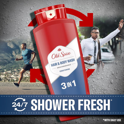 Old Spice Refreshing 2-in-1 Hair & Body Wash Conditioner for Men, High Endurance, 3X Defense, 24/7 Shower Fresh with Lasting Scent, Scented, 24 oz