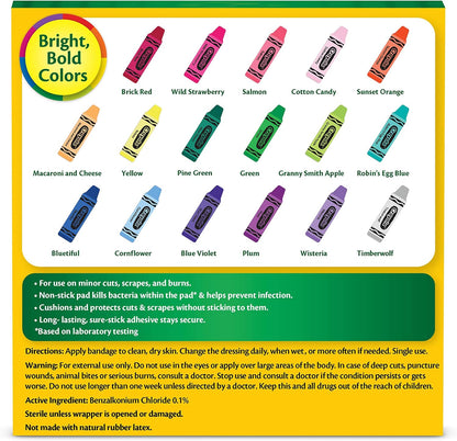 Crayola Shaped Kids Adhesive Bandages, 100 Count | For Minor Cuts, Scrapes, & Burns. Great for Birthdays, School Supplies, Stickers, Stocking Stuffers & White Elephant Gifts