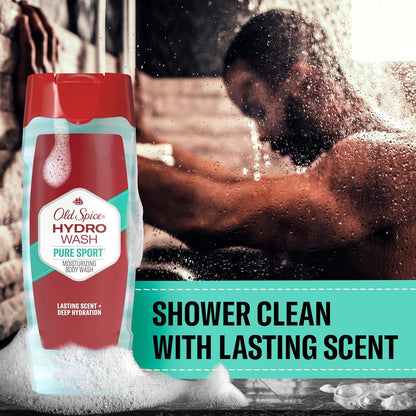 Old Spice Moisturizing Body Wash for Men, Hydro Wash, 2-in-1 Long Lasting Scent & Powerful Hydration to Fight Dry Skin, 24/7 Shower Fresh, Pure Sport Plus Scent, 16 oz