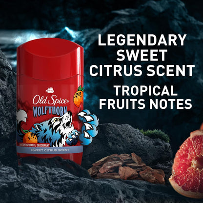 Old Spice Aluminum Free Deodorant for Men, 24/7 Odor Protection, 24/7 Freshness & Lasting Scent, Goes on Clear, Wolfthorn with Sweet Citrus Scent, 2.6 oz