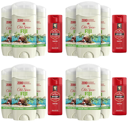 Old Spice Aluminum Free Deodorant for Men, 24/7 Long Lasting Freshness, 24/7 Sweat & Odor Protection, Fiji with Palm Tree Scent Deodorant with Travel-Size Swagger Scent Body Wash, 3 oz (Pack of 16)