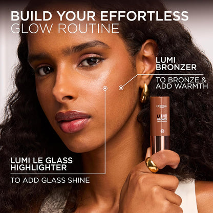 L'Oreal Paris Lumi Bronze Le Stick Soleil Bronzer Stick, Cream-To-Powder Bronzer For A Sunkissed Face Makeup Glow, 130 Sunset Doré