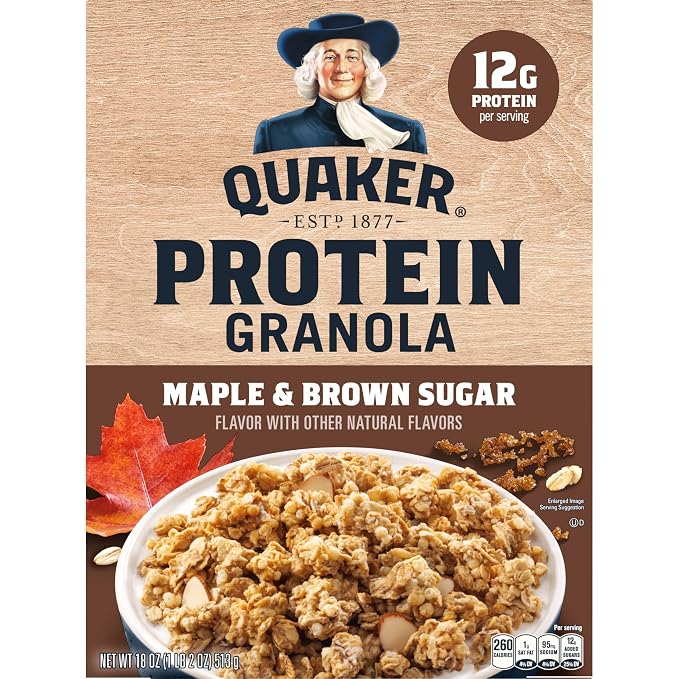 Quaker Protein Granola, Maple and Brown Sugar, 18oz