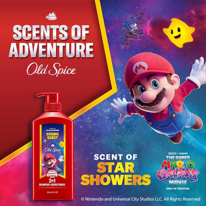 Old Spice Mens 2-in-1 Shampoo and Conditioner, Cosmic Quest, x The Super Mario Galaxy Movie, 21.9 fl oz