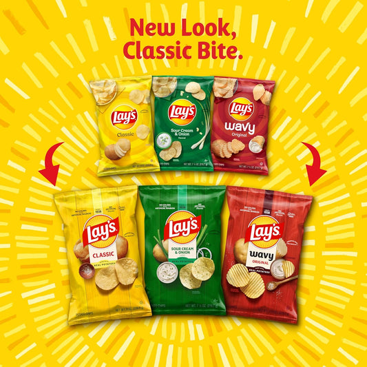Lay's Potato Chips, Regular & Kettle Cooked Variety Pack, Single Serve Bags, (40 Pack) (Packaging and Formula May Vary)