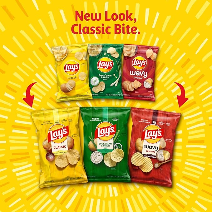 Lay's Salt & Vinegar Flavored Potato Chips, 1 oz Bags, (40 Count) (Packaging May Vary)