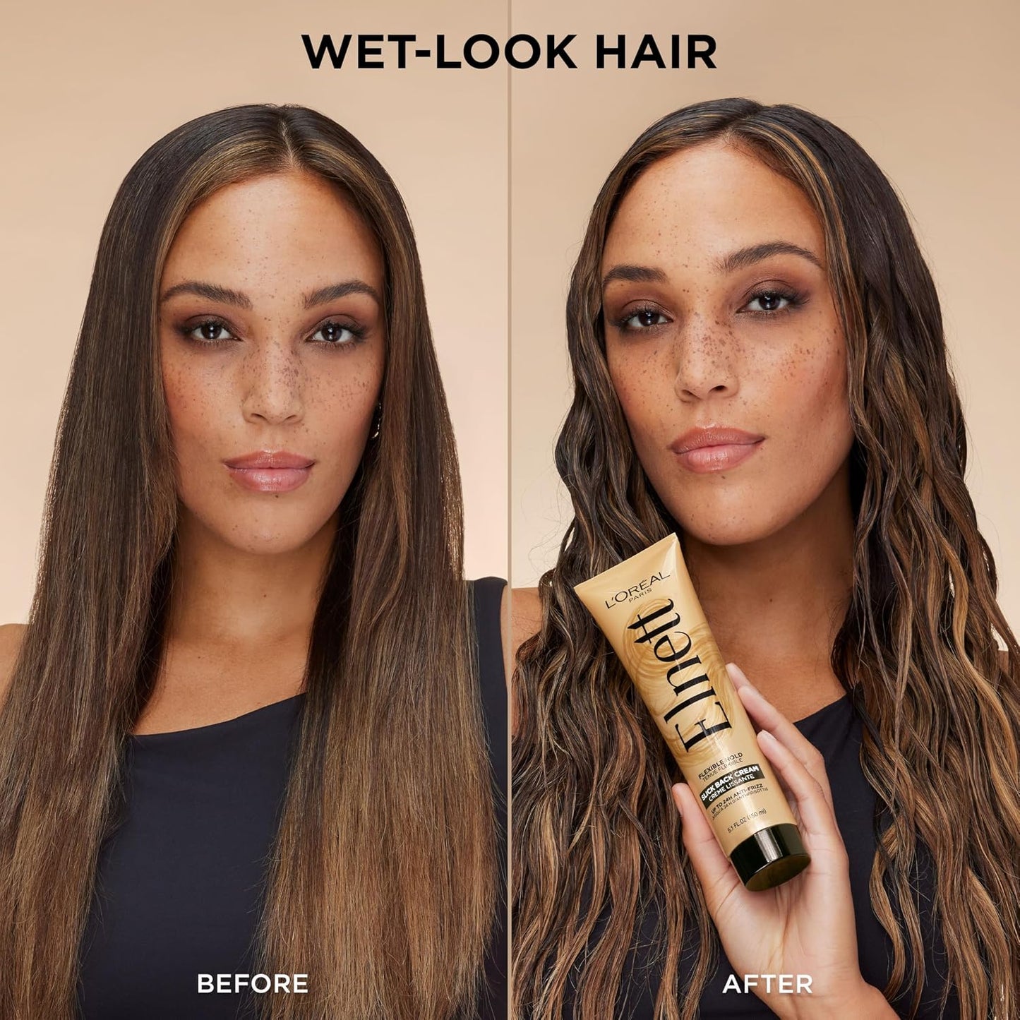 L'Oreal Paris Elnett Slick Back Styling Cream, Anti-Frizz Hair Cream for Flexible Hold, Frizz Control, Polished Shine and Slick Finish, 5.1 Fl Oz