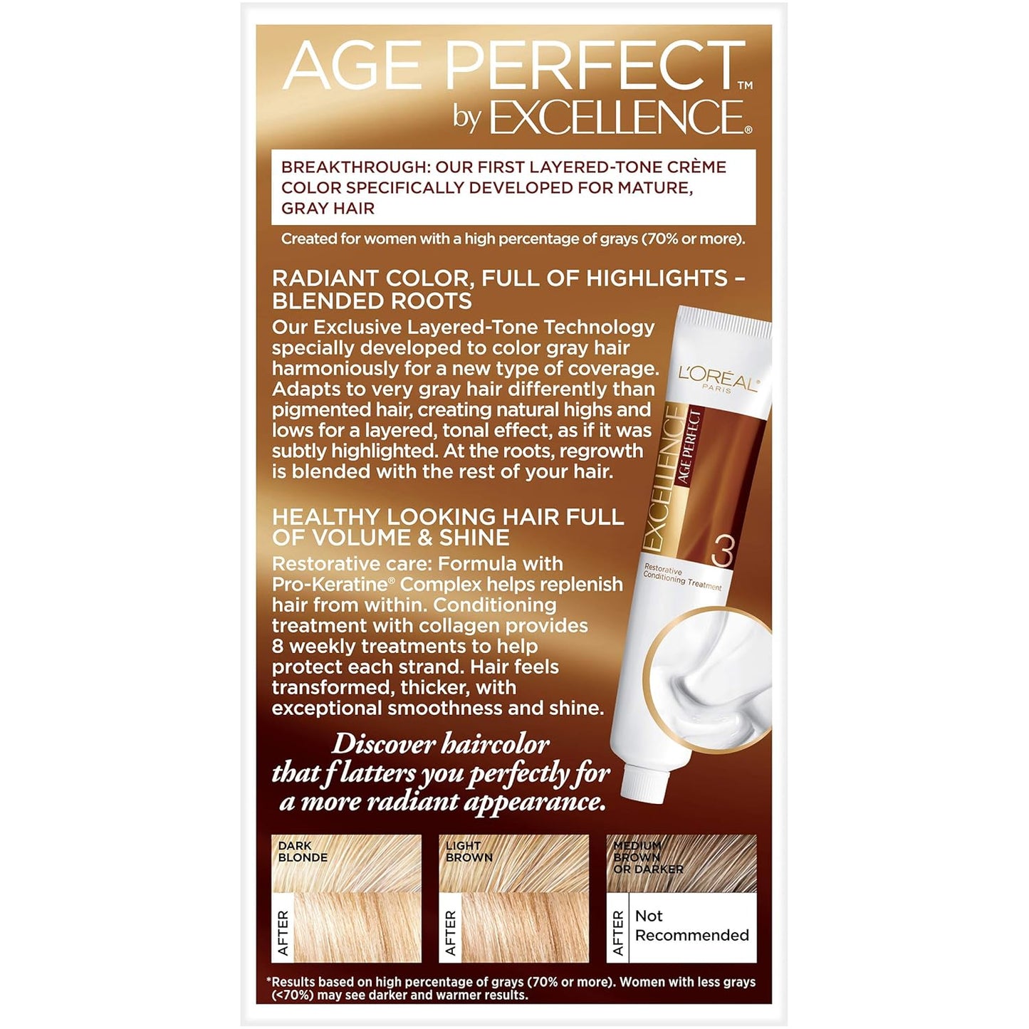L'Oreal Paris Excellence Age Perfect Layered Tone Flattering Color, 8N Medium Natural Blonde Set (Packaging May Vary)