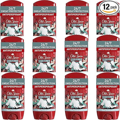 Old Spice Sharkhammer Antiperspirant Deodorant for Men, Open Water Scent, 48H Sweat & Odor Protection, 73g, Pack of 12