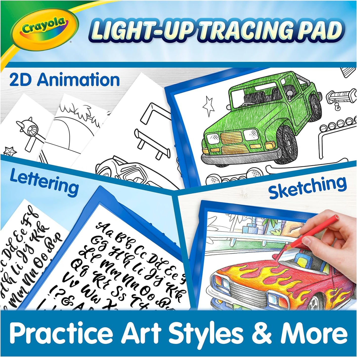 Crayola Light Up Tracing Pad - Blue, Drawing & Tracing Projector for Kids, Sketching Light Box Table, Toys for Kids, Gift for Girls & Boys, Ages 6+