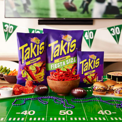 Takis Fuego 6 pc / 3.25 oz Snack Size Case, Hot Chili Pepper & Lime Flavored Extreme Spicy Rolled Tortilla Chips (Pack of 2)