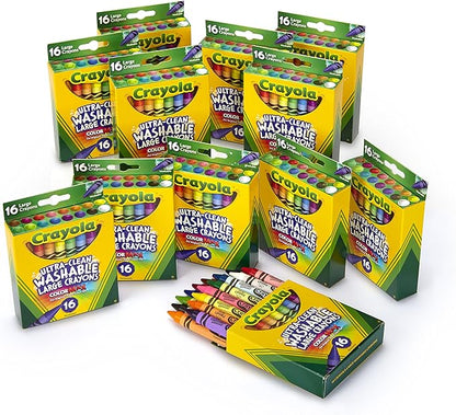 Crayola Ultra Clean Washable Large Crayons, Bulk School Supplies, 12 Packs of 16 Count