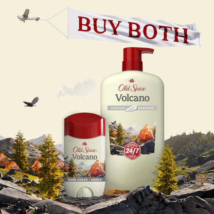 Old Spice Cleansing Body Wash for Men, 24/7 Shower Fresh with Lasting Scent, Exfoliate & Moisture, Gentle on Skin, Vitamin B3, Volcano with Dark Cedar + Amber Scent, 30 oz