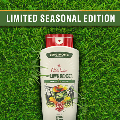 Old Spice Body Wash for Men, Summerdudes, 24/7 Shower Fresh with Daily Use, Long Lasting Scent, Cleanse & Refresh Skin, VIP Festival Experience, Lawn Ranger with Fresh Green Scent, 24 oz