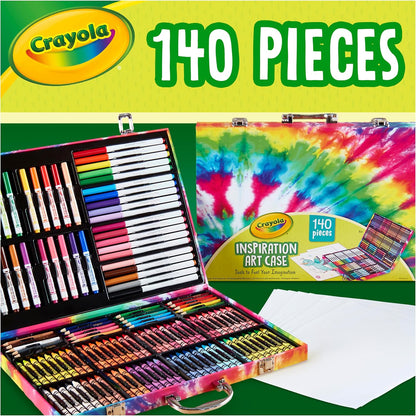 Crayola Inspiration Art Case Coloring Set - Tie-Dye (140ct), Art Supplies Set For Kids, Travel Drawing Kit, Gift for Girls & Boys, Ages 5+
