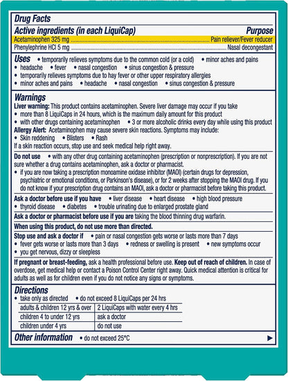Vicks Sinex SEVERE LiquiCaps, All-In-One Sinus Relief, Non-Drowsy, Nasal Decongestant, Maximum Strength Relief of Sinus Headache, Pain, Pressure, & Congestion, 24 LiquiCaps