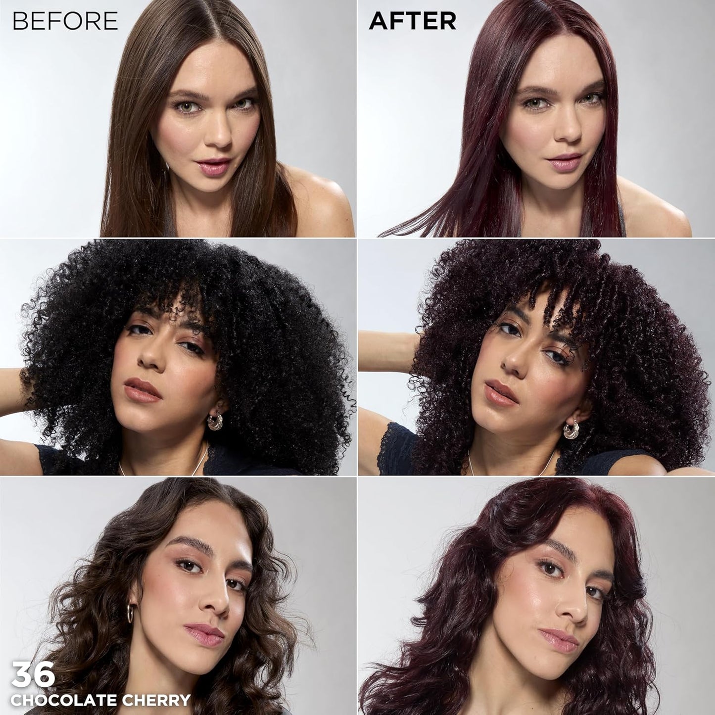 L'Oreal Paris Feria Multi-Faceted Shimmering Permanent Hair Color, Chocolate Cherry, Hair Dye Kit, Pack of 2