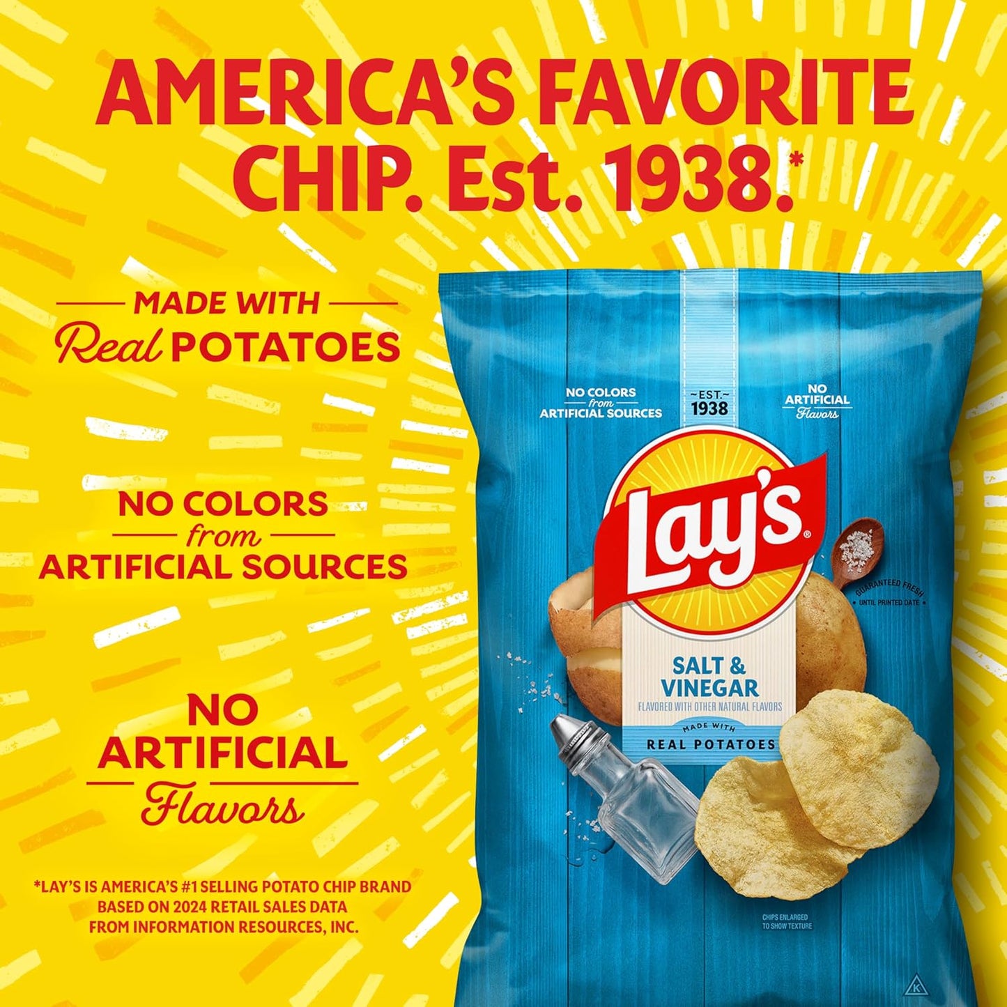 Lay's Potato Chips, Salt & Vinegar, 7.75 Oz