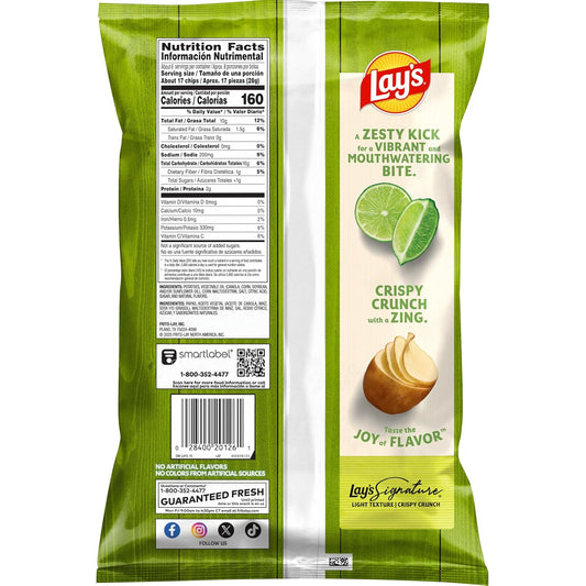 Lay's Potato Chips, Limon Flavored Snacks, 7.75oz Bag