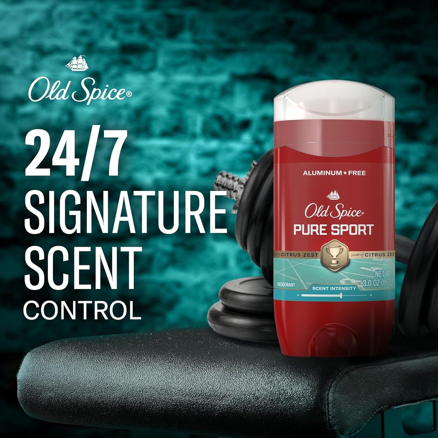 Old Spice Aluminum Free Deodorant for Men, 24/7 Odor Protection, 24/7 Freshness & Lasting Scent, Pure Sport with Citrus Zest Scent, 3 oz