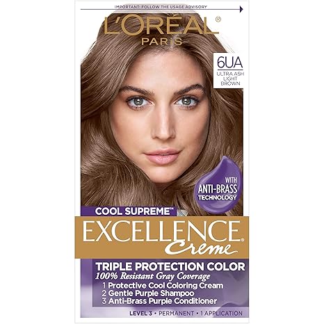 L’Oreal Paris Cool Supreme Permanent Hair Color, Ash, Ultra Ash Light Brown 6UA