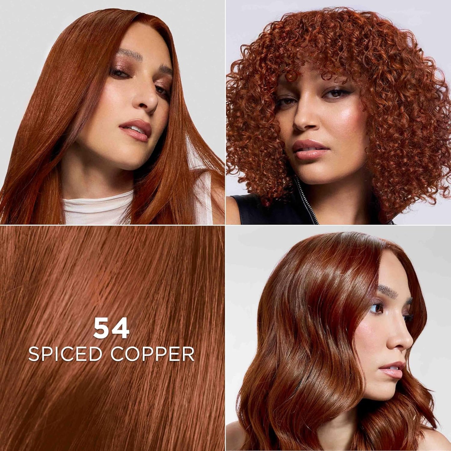 L'Oreal Paris Feria Multi-Faceted Shimmering Permanent Hair Color, High Intensity Hair Dye for 3X Highlights, 54 Spiced Copper, 1 Kit (Pack of 2)