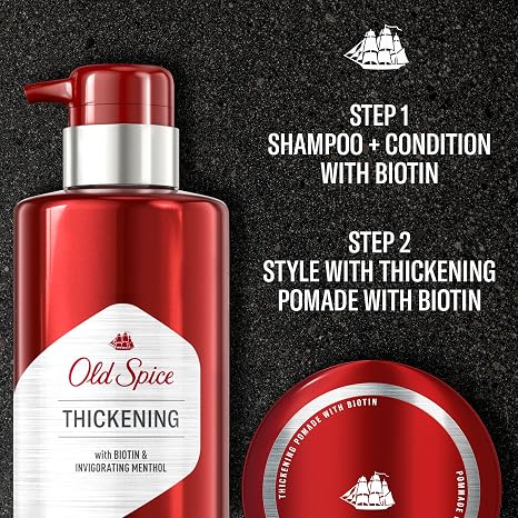 Old Spice Mens Thickening 2-in-1 Mens Shampoo and Conditioner with Biotin and Invigorating Menthol, 17.9 oz