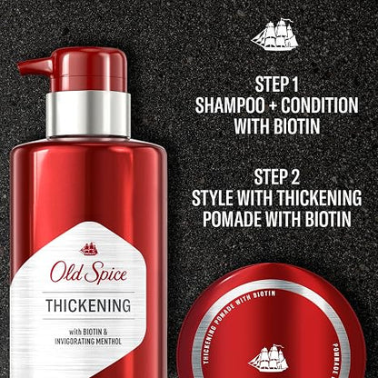 Old Spice Mens Thickening 2-in-1 Mens Shampoo and Conditioner with Biotin and Invigorating Menthol, 17.9 oz