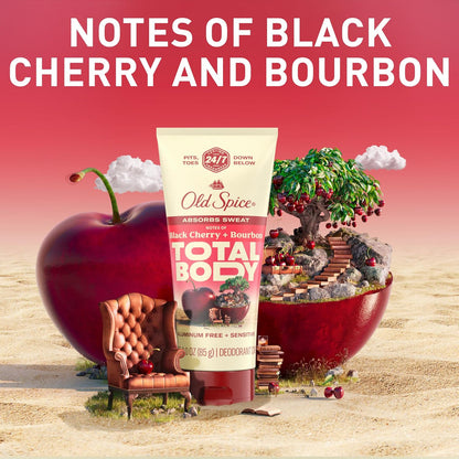 Old Spice Whole Body Deodorant Cream for Men, Aluminum Free, Black Cherry + Bourbon Scent, 24/7 Odor Protection, 24/7 Freshness, Dermatologist Tested, Gentle on Skin, Safe to Use All Over, 3.0 oz