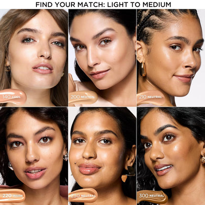 L'Oreal Paris Lumi Le Glow Skin Tint, Lightweight Water-Based Tinted Serum with Foundation-Like Coverage, Glow Illuminator, Warm 220, 0.85 Fl Oz