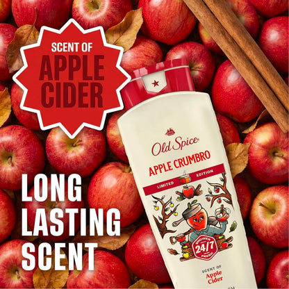Old Spice Body Wash for Men, Fallidudes Edition, 24/7 Frightful Freshness, Long Lasting Cleanse & Refresh, Apple Crumbro with Apple Cider Scent, 16 oz