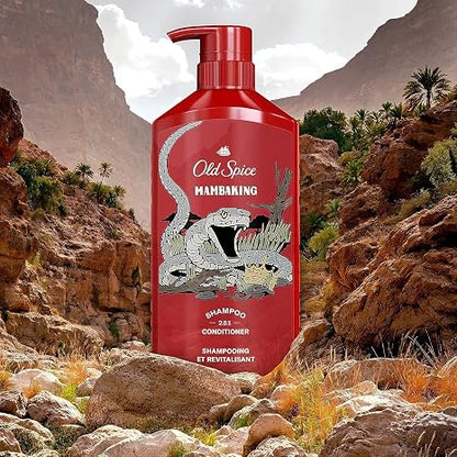 Old Spice Mens 2-in-1 Shampoo and Conditioner Set, MambaKing, For All Hair Types, Healthier, Fuller, More Moisturized Looking Hair, 21.9 fl oz Each, Twin Pack