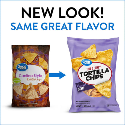 Great Value Thin and Crispy Cantina Style Tortilla Chips, 13 oz