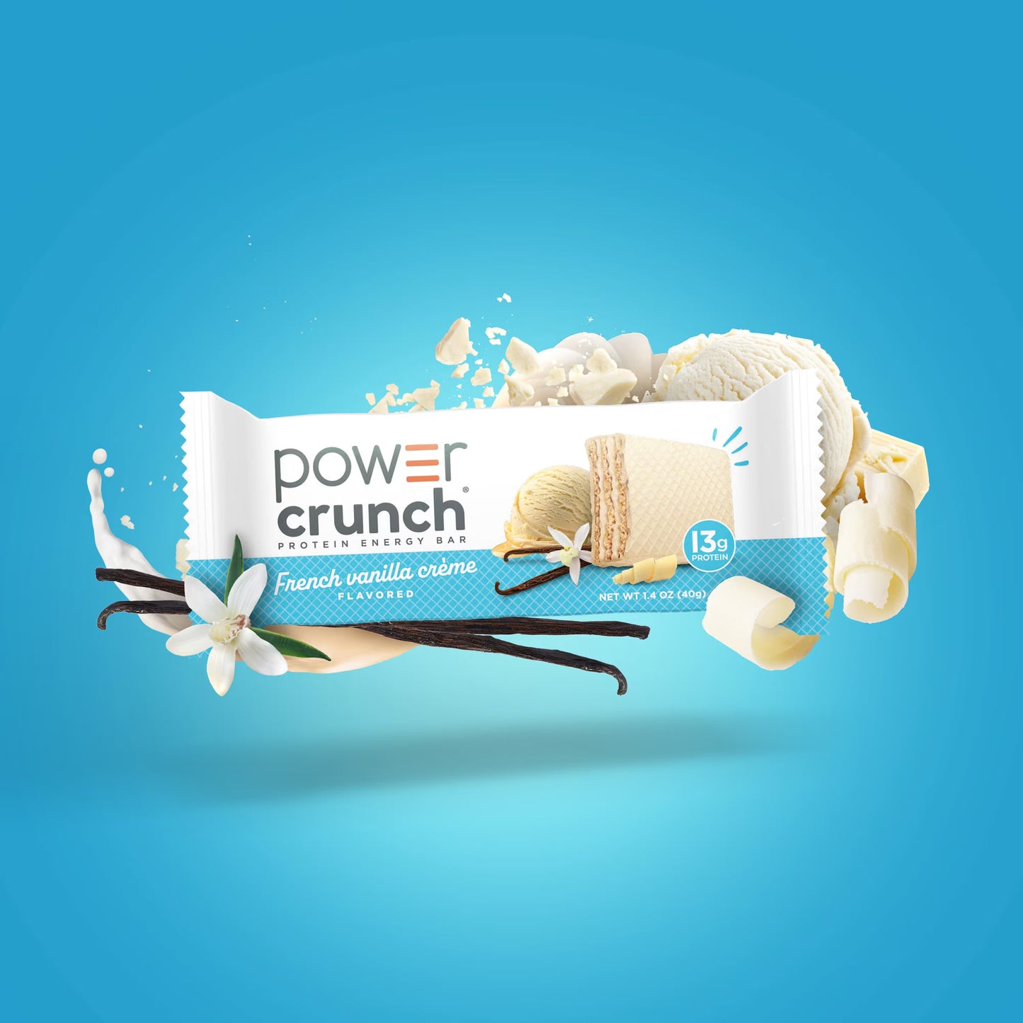 Power Crunch Protein Energy Bars, Vanilla Cream 1.4oz, 5 Count Carton