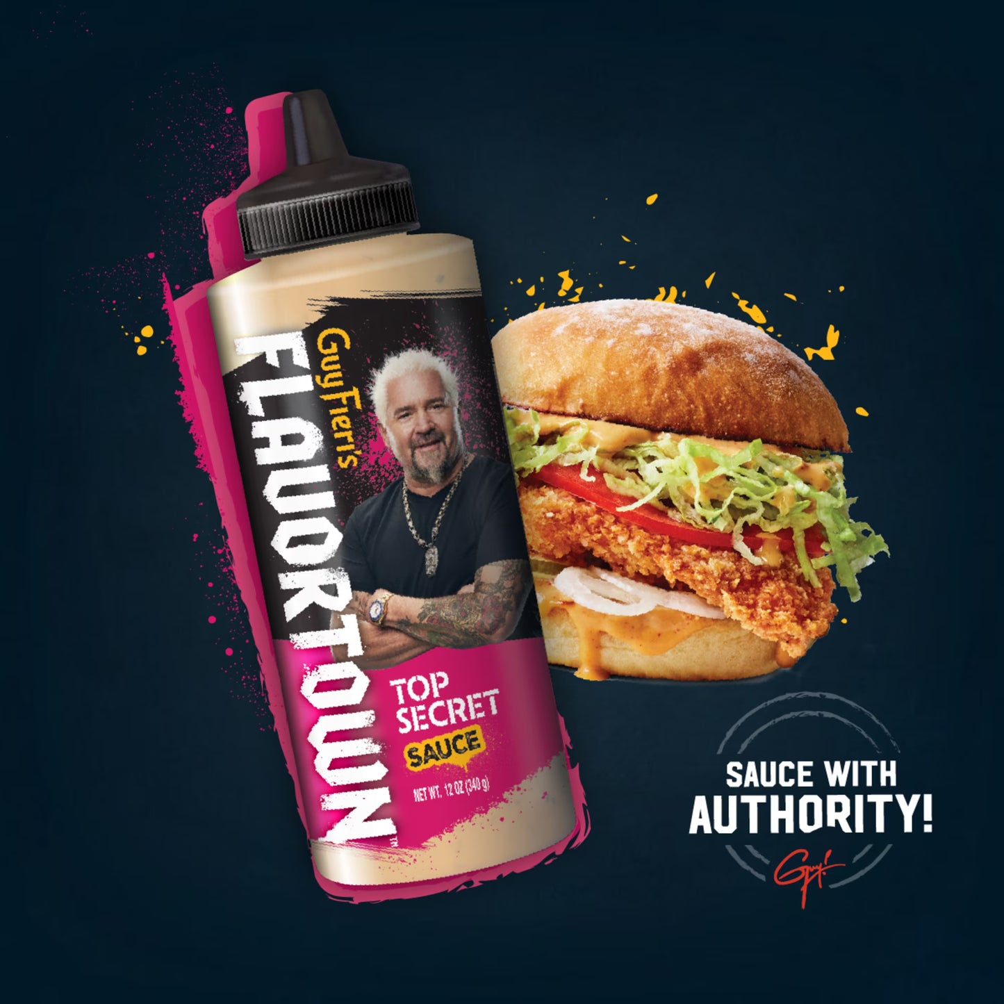 Guy Fieri Flavortown Top Secret Sauce, Creamy Garlic Spread for Burgers, Fries, and Sandwiches, 12 oz
